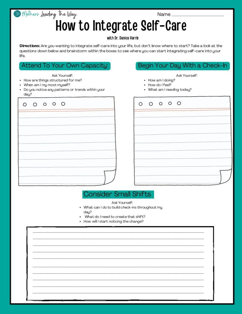 How to Integrate Self-Care Digital Worksheet - Postive LeadHERship